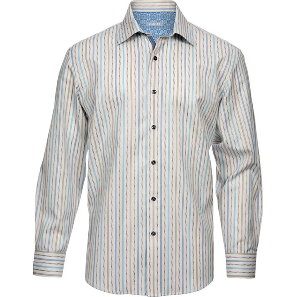 Zagiri Unforgiven Striped Button Down Sports Shirt